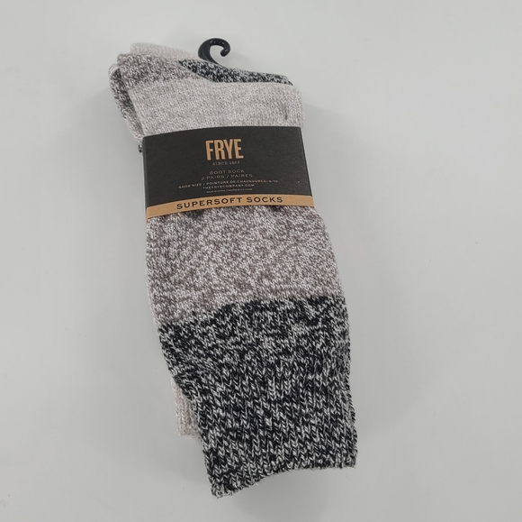 FRYE SUPERSOFT MARLED BOOT SOCKS GREY BLACK WOMEN